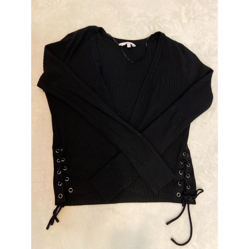 Ladies Lace Up Cardigan Sweater